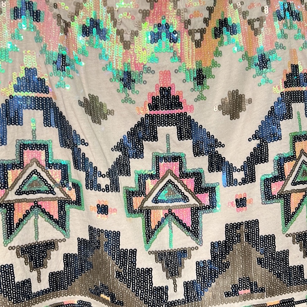Vintage Express Sequin Tribal Pattern Colorful Mi… - image 2